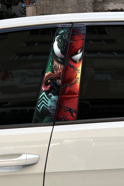 Spiderman Venom Car Door Post Covering Foil Patterned Sticker 22X50 cm 2 Pieces