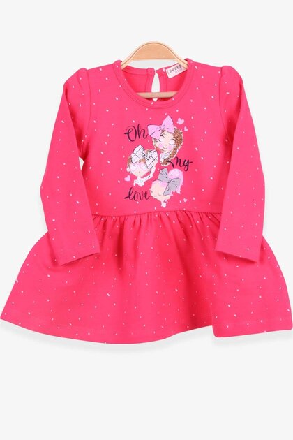 Girl's Long Sleeve Dress Baby Printed Patterned 1-4 Years, Coral