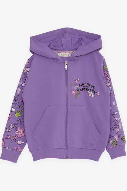 Girl's Cardigan Floral Printed 1-4 Years, Lilac