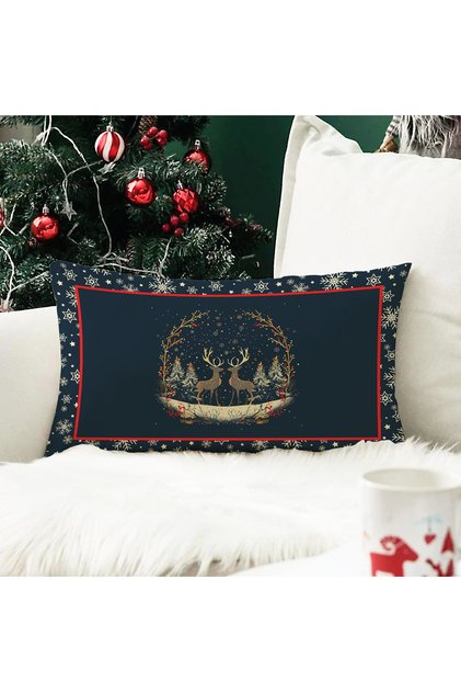 Christmas Themed Zippered Velvet Throw Pillow Case 35X55 cm