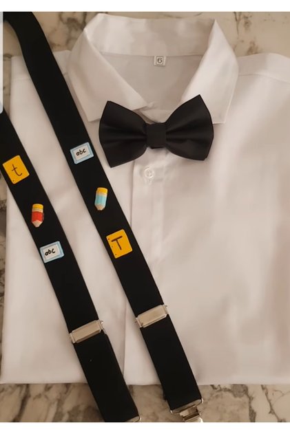 Boy's Reading Day White Shirt School Themed Bow Tie