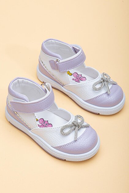 Şirinbebe Velcro Stoned Lilac Girl İlkadım Baby Shoes