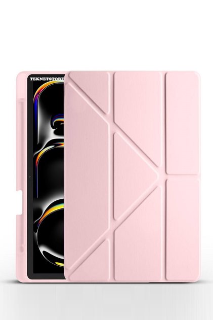 Ipad Pro 13 Inç M4 / M5 2024 /2025 Kılıf Kalem Bölmeli Stadlı Uyku Modlu Arkası Silikon Akıllı Case