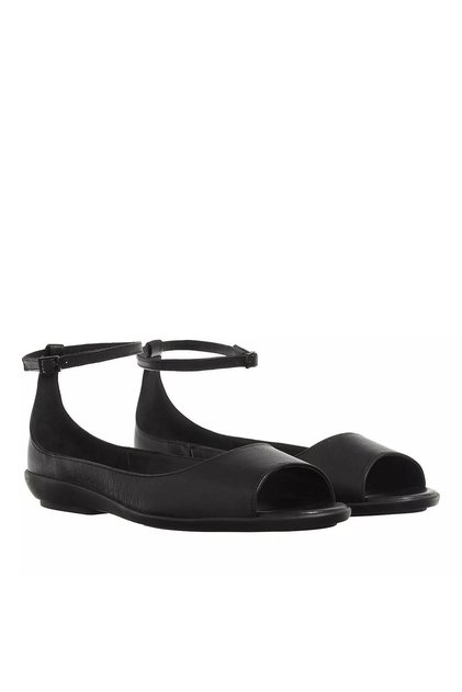 Peep Toe Ballerina Lth Schwarz