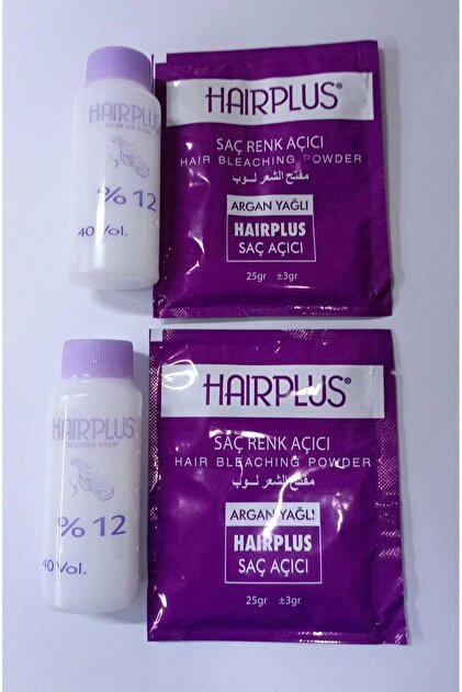 Hairplus Saç Açıcı 2li Set Argan ( 2x25Gr. Mor Toz) + (2x 60ml