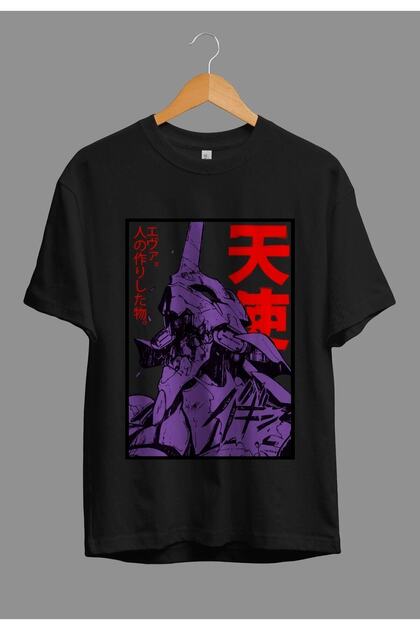 Unisex Loose Fit Neon Genesis Evangelion Anime Character Printed T-Shirt