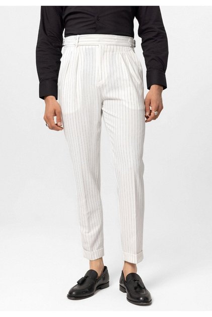 High-waisted striped men's trousers