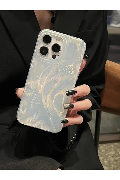 Apple iPhone 14 Pro Max Uyumlu Tüylü Hologramlı Kılıf Darbeye Karşı Dayanıklı Kapak