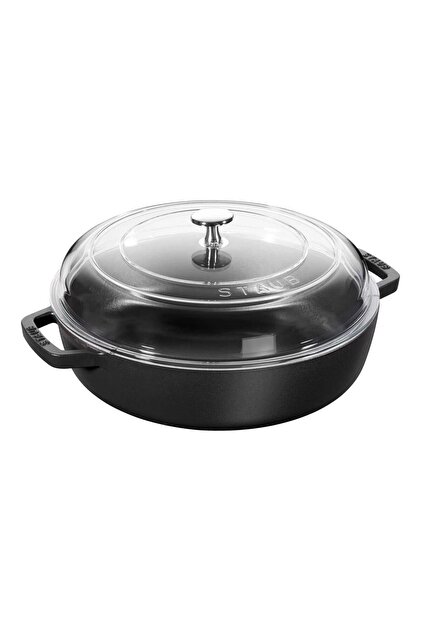 STAUB 26cm Siyah Cam Kapaklı Sote Tenceresi Demir Döküm
