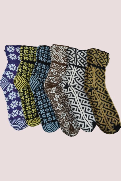 Women's 6 Pairs of Dowry Wool Braided Bundle Gift Foldable Socks