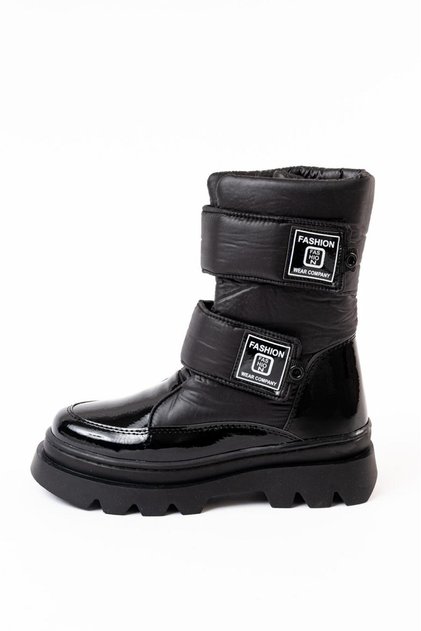 Girl's Black Patent Leather Pu Leather Daily Boots and Booties