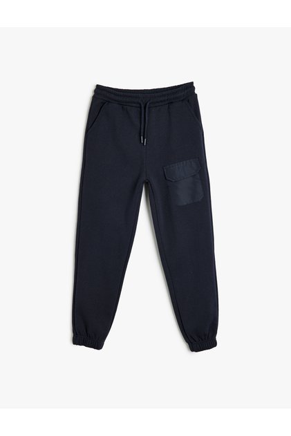 Basic Jogger Sweatpants with Tie Waist Pocket Detail and Ribbon