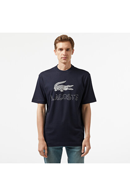 Lacoste Erkek Regular Fit Bisiklet Yaka Baskılı Lacivert Modal