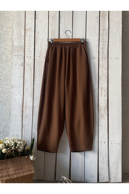 Casual Brown Linen Trousers