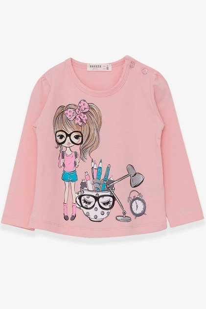 Girl's Long Sleeve T-Shirt Painter Girl Printed 1-4 Years, Powder