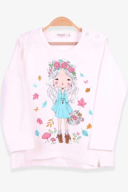 Girl's Long Sleeve T-Shirt Girl's Printed 2-6 Years, Ecru