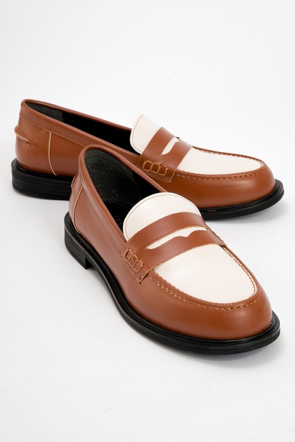 Choos Tan Cream Women's Loafer Shoes