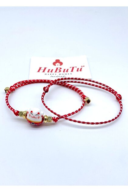 2-Piece Lucky Money Cat Card Gelatin Maneki Neko Marteniçka Rope Bracelet Set