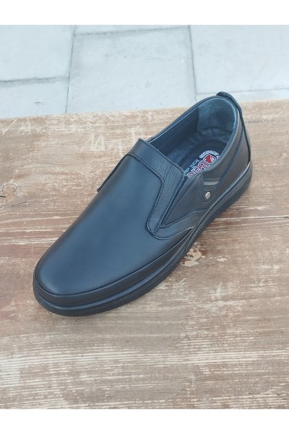 Men's Winter Shoes Genuine Leather Rubber Sole Otobetik and Laceless