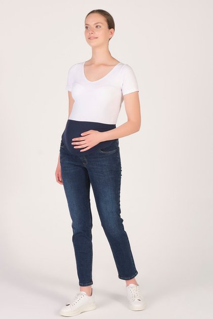 Pregnant Mom Fit Jeans Dark Navy Blue