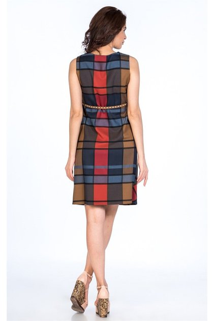 Pregnant Dress Stone Accessory Belted Plaid Camel