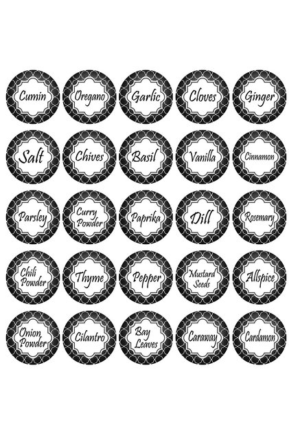 English Spice Jar Label (4X4 cm 25 Pcs)