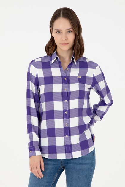 Women's Purple Long Sleeve Shirt 50291096 -Vr038