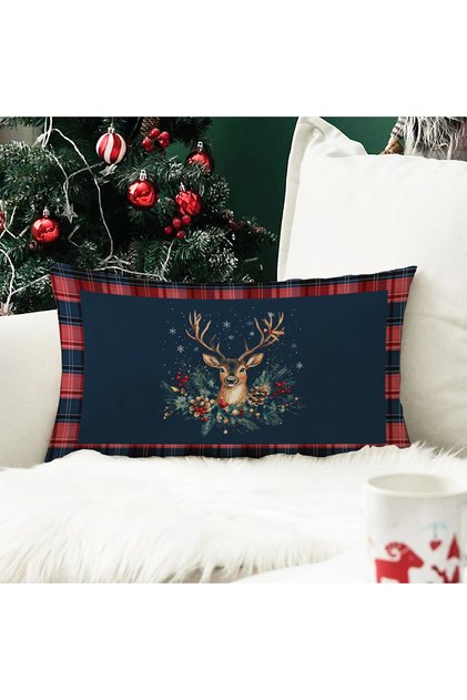 Christmas Themed Zippered Velvet Throw Pillow Case 35X55 cm