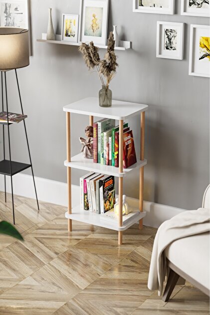 【現品販売】wood shelf 440*1180*310 EGEMODÜLER Dekoratif 3 Raflı Ahşap Kitaplık Raf Ahşap Gazetelik