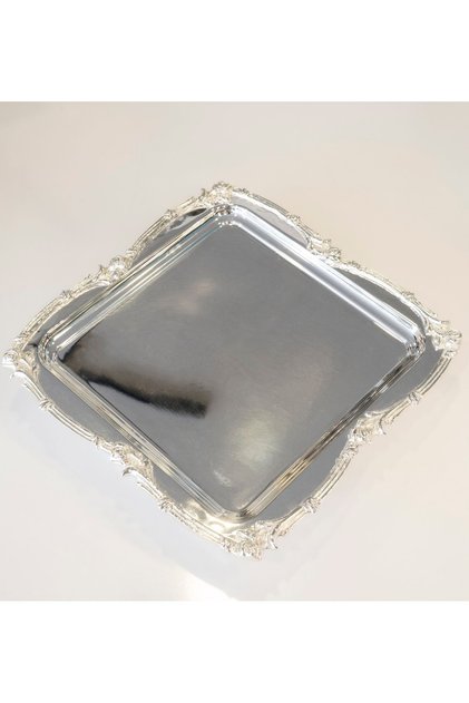Silver Plated Presentation Tray Rose Border Model