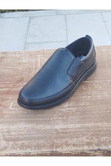 Men's Winter Shoes Genuine Leather Rubber Sole Otobetik and Laceless