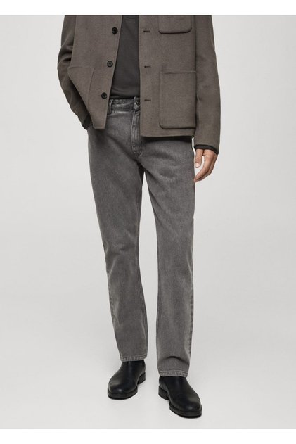 Gri yıkanmış slim fit jean pantolon