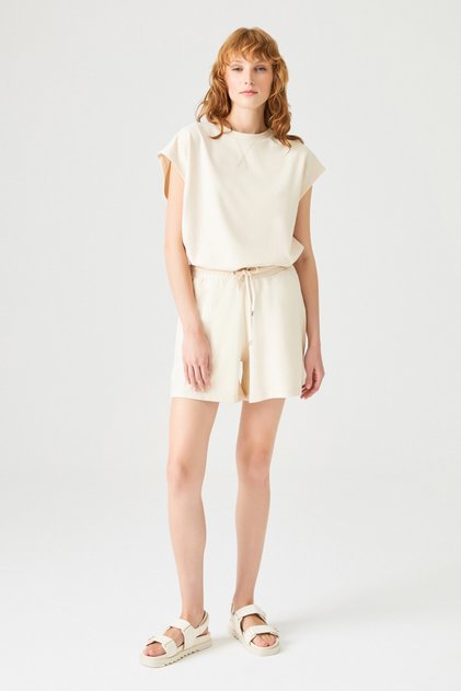 Cotton Blended Knitted Shorts with Elastic Waist