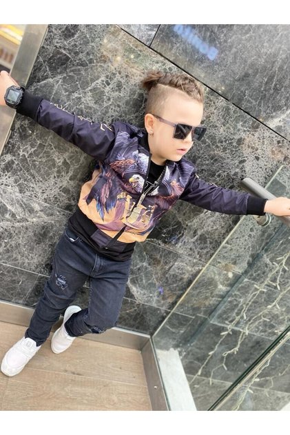 Boy's Water Repellent Porto Fabric Jacket / Jeans / T-Shirt (Gift) 3-Piece Set - Holiday Set