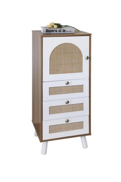 Panalı Rattan 3 Çekmeceli 1 Kapaklı Dolap BM1176