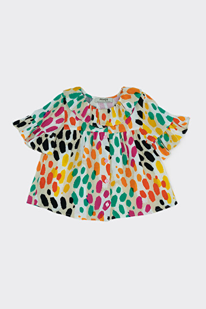 Baby Girl Colorful Leopard Print Beige Shirt