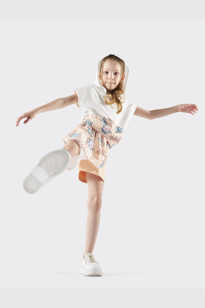 Girl's Mesh Detailed Salmon Shorts Skirt