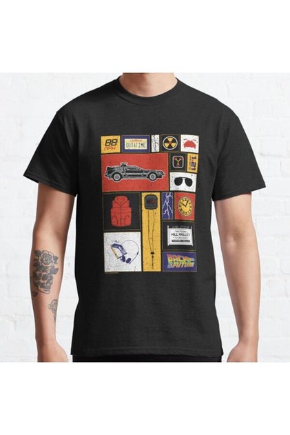 Loose Fit Unisex Back To The Future 35th Anniversary Icon Panels Design Printed T-shirt