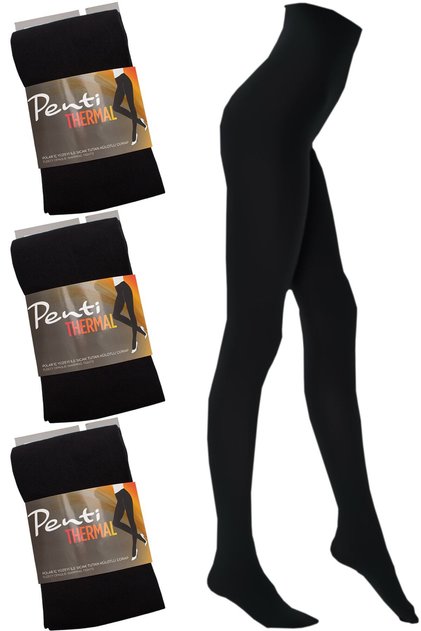 Thermal Women's Black 3-Piece Fleece Inside Winter Flexible Pantyhose
