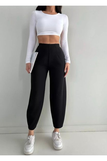 Women's Black Full Lycra Balloon Pants