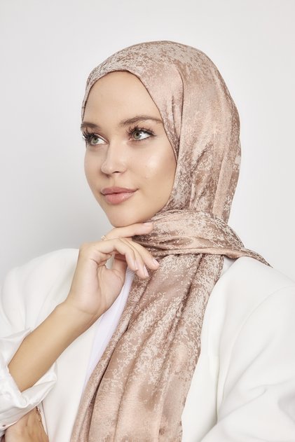 Gi Shine Jacquard Shawl - Coffee and Beige Shades