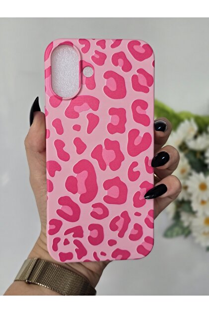 Iphone 16 PLUS Uyumlu İçi Kadife Lansman Leopar Baskılı Kılıf