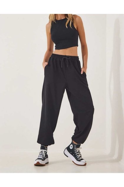 Unisex Şardonlu Rahat Kalıp Jogger Paça Eşofman Altı