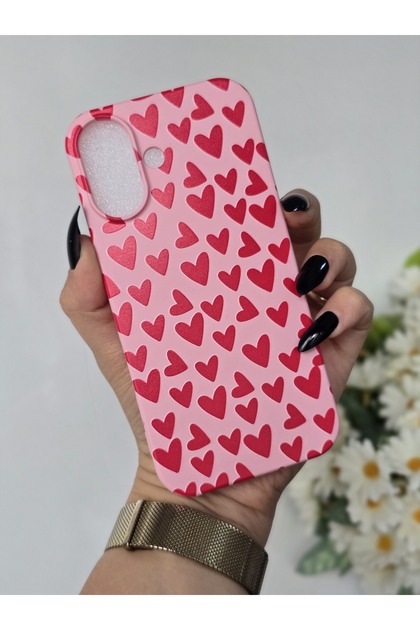 iPhone 16 Compatible Velvet Launch Heart Printed Case