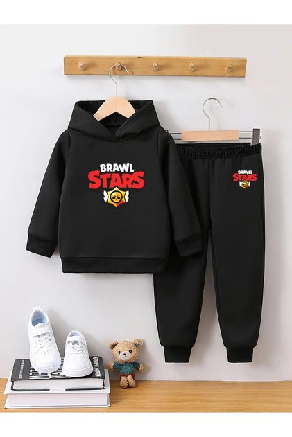 Brawl Stars Erkekler İçin Premium 3. İplik Compact Sweatshirt & Eşofman Takımı - 2 Parça Spor Takım