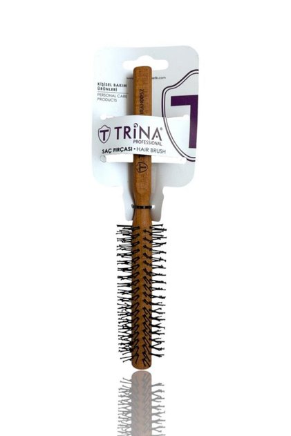Round Men's Hair Brush with Wooden Handle 0052