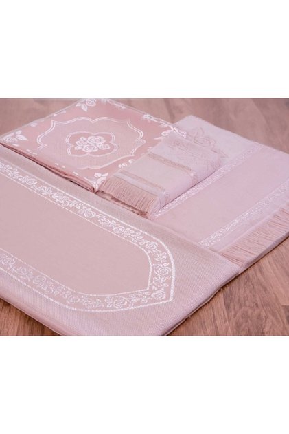 Etamin Embroidered Prayer Rug Set, Bohça Prayer Rug, 2 Towels