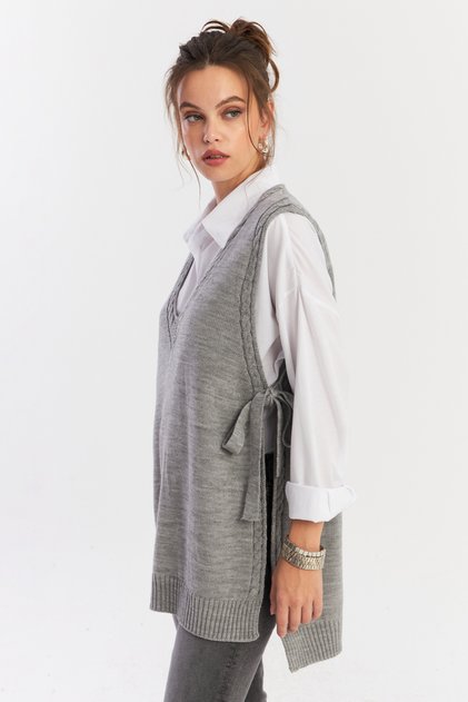 Tricotaj gri pentru femei Pulover YV103