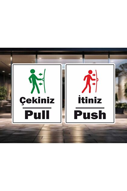 zafrakreklam İtiniz Çekiniz Kapı Uyarı - 2 Adet Yönlendirme
