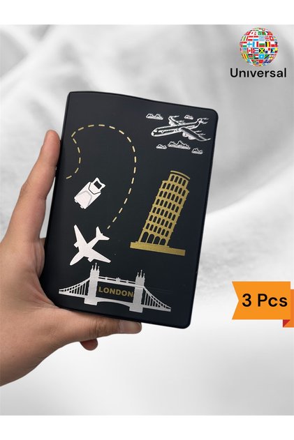 Set of 3 High Quality Vegan Leather Passport Case – Universal Travel Wallet with Extra Card Compartment